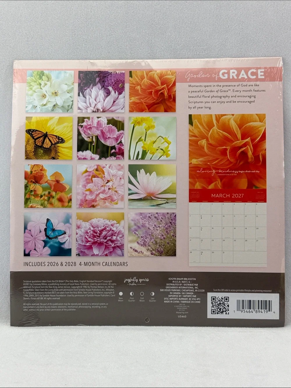 New Garden of Grace 2027 Inspirational Calendar 12-Month Wall 12” X 24”